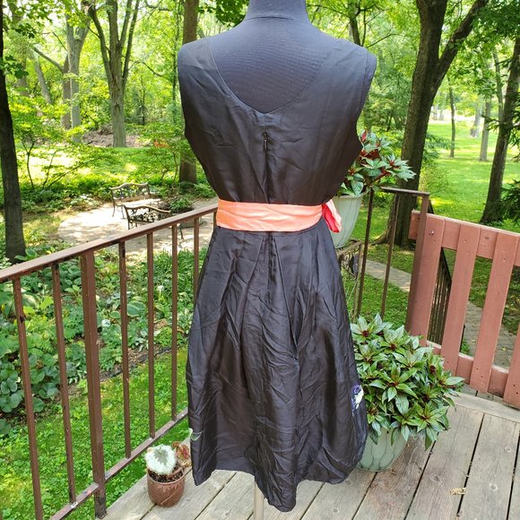 Anthro Yoanna Baraschi Silk Floral Applique Dress - Picture 5 of 8